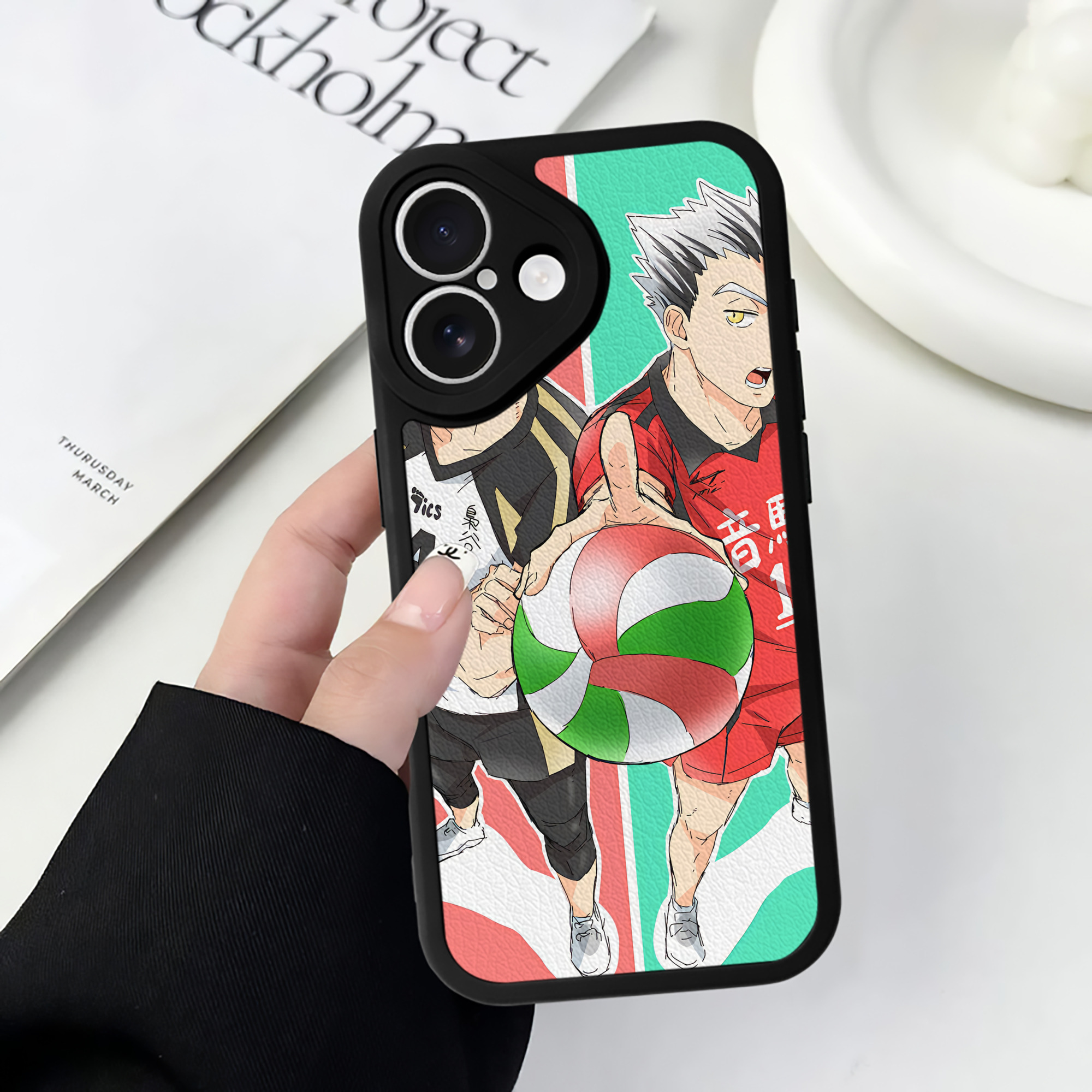 （画像用） ハイキュー!! Haikyu!! 【iPhone 16シリーズ対応】シリコンスマホケース（レザー調） 材質：シリコン